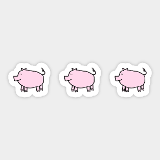 Three Cute Pink Pigs Left Sticker